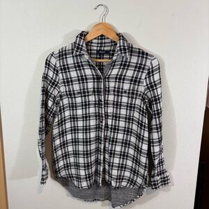 Madewell Button Up Shirt, Black White Plaid, Sz S